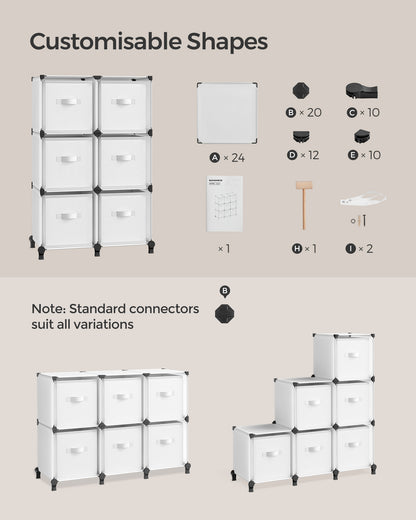 Cube Storage Unit with Storage Boxes, 6-Cube Clothes Storage Unit, 5