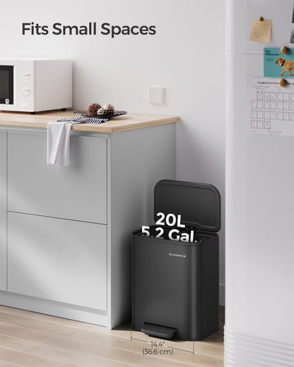 Kitchen Bin, 20L, Pedal Bin, Steel Trash Bin, Songmics, 3
