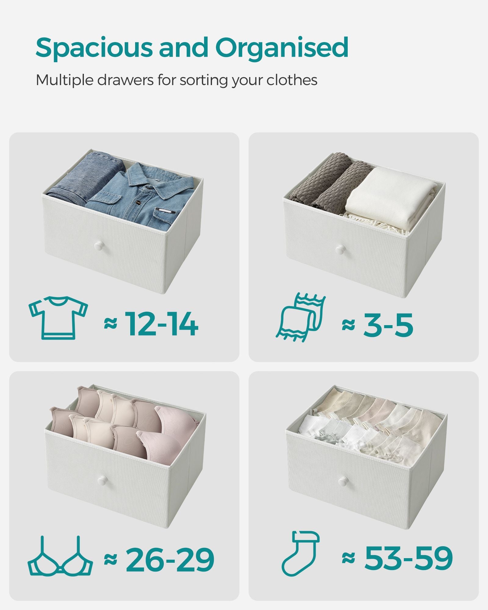 Chest of Drawers, 6 Fabric Drawers with Metal Frame, Songmics, 4