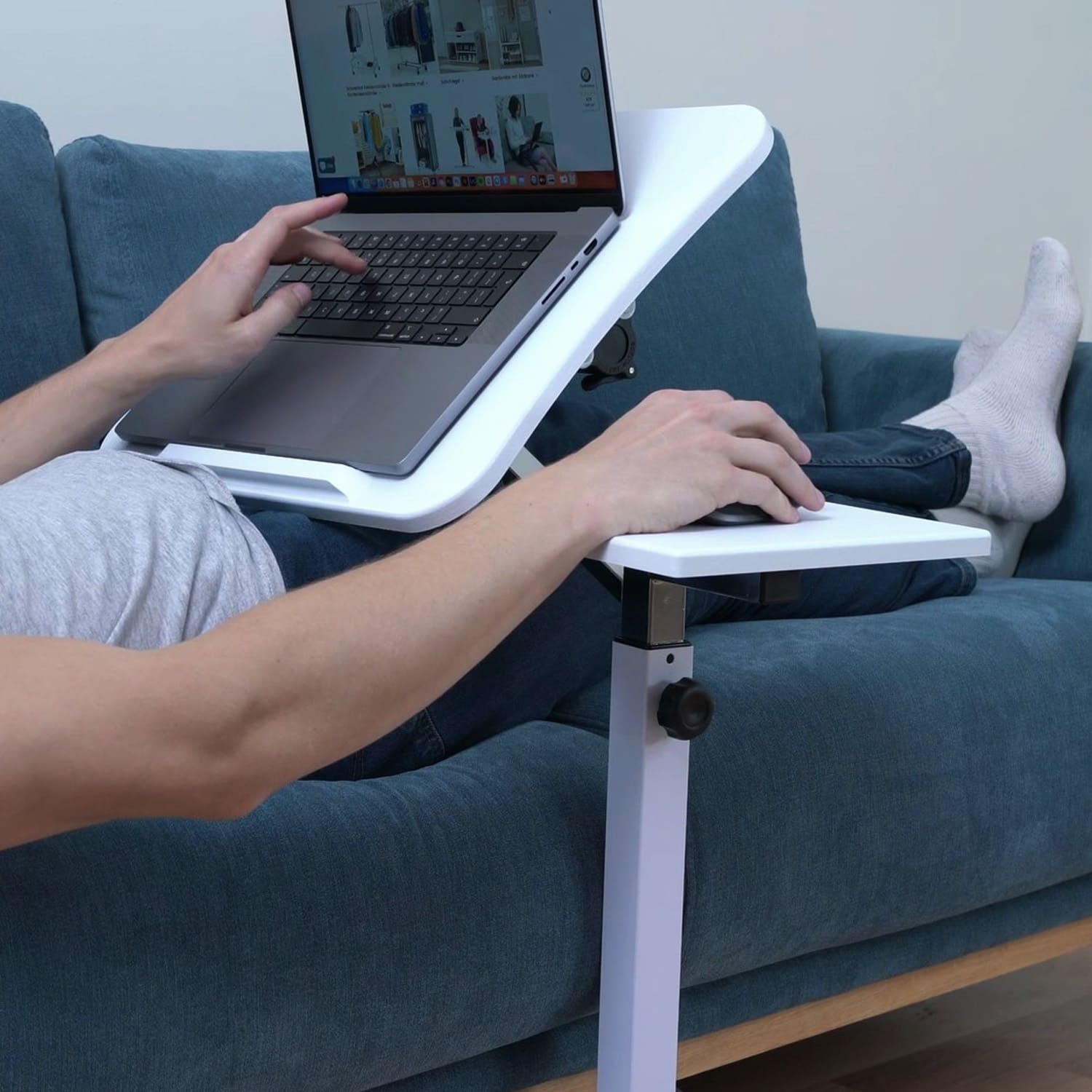 Adjustable Laptop Table, Portable Laptop Desk, Sofa Desk, Laptop Bed Table, with Mouse Pad, Desk on Wheels, Tatkraft Like, 6