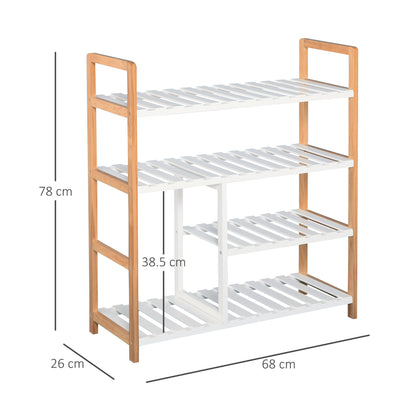 4 Tier Shoe Racks Storage Stand Shelf Organizer Wood Frame 78 x 68 x 26 cm Hallway Furniture, HOMCOM, 3