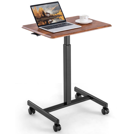 Laptop Table, Laptop Table for Bed, Adjustable Laptop Table, Portable Laptop Desk, Over Bed Table on Wheels, Costway, 1