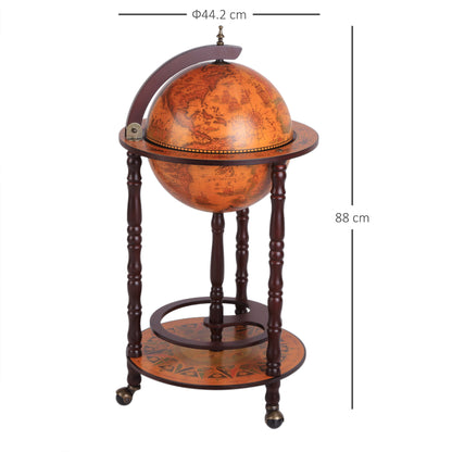 Globe Shaped Retro Style Mini Bar Drink Cabinet Movable Wine Alcohol Beverage Storage Trolley Glass Bottle Holder with Wheels 36CM, HOMCOM, 3