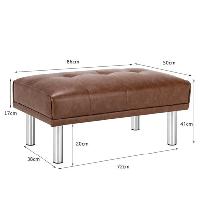 Leather Tufted Upholstered Ottoman Bench for Living Room Entryway, Portable Picnic Seat, Coffee, Costway, 4