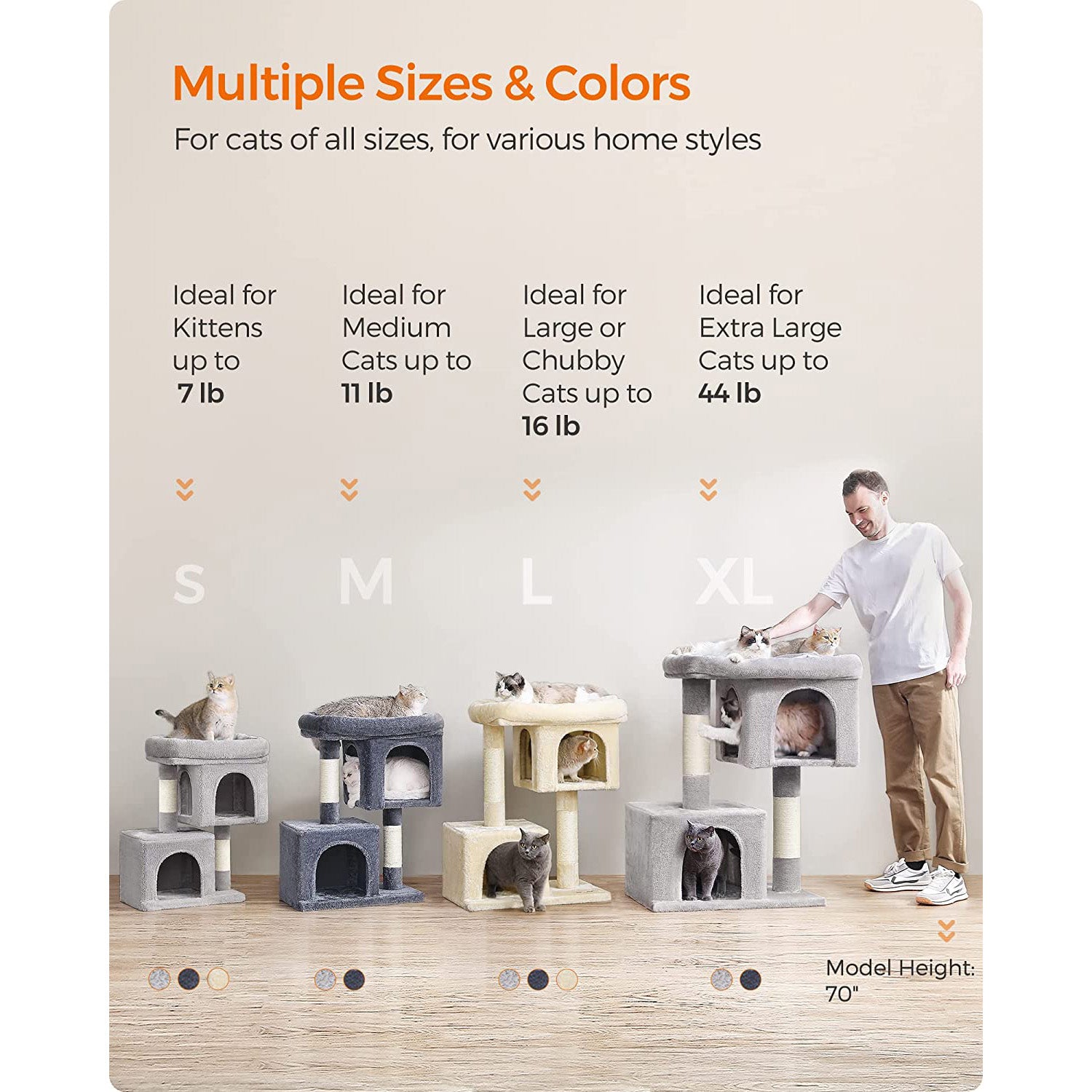 Cat Tree, 67 cm Cat Tower, S, Cat Condo for Kittens up to 3 kg, 6