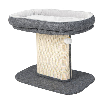 Cat Tree, Cat Tower, Cat Activity Centre, 2-Tier Cat Tree with Sleeping Perch Sisal Scratching Plate and Ball, Grey, Costway, 2