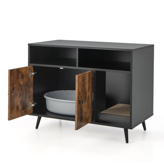 Cat Litter Box Enclosures, Indoor Cat House, Cat Litter Box Enclosure with Scratching Pad, Costway, 1