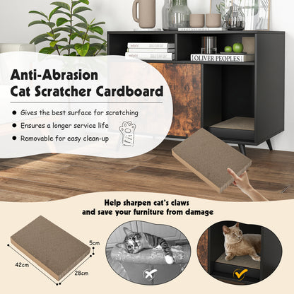 Cat Litter Box Enclosures, Indoor Cat House, Cat Litter Box Enclosure with Scratching Pad, Costway, 2
