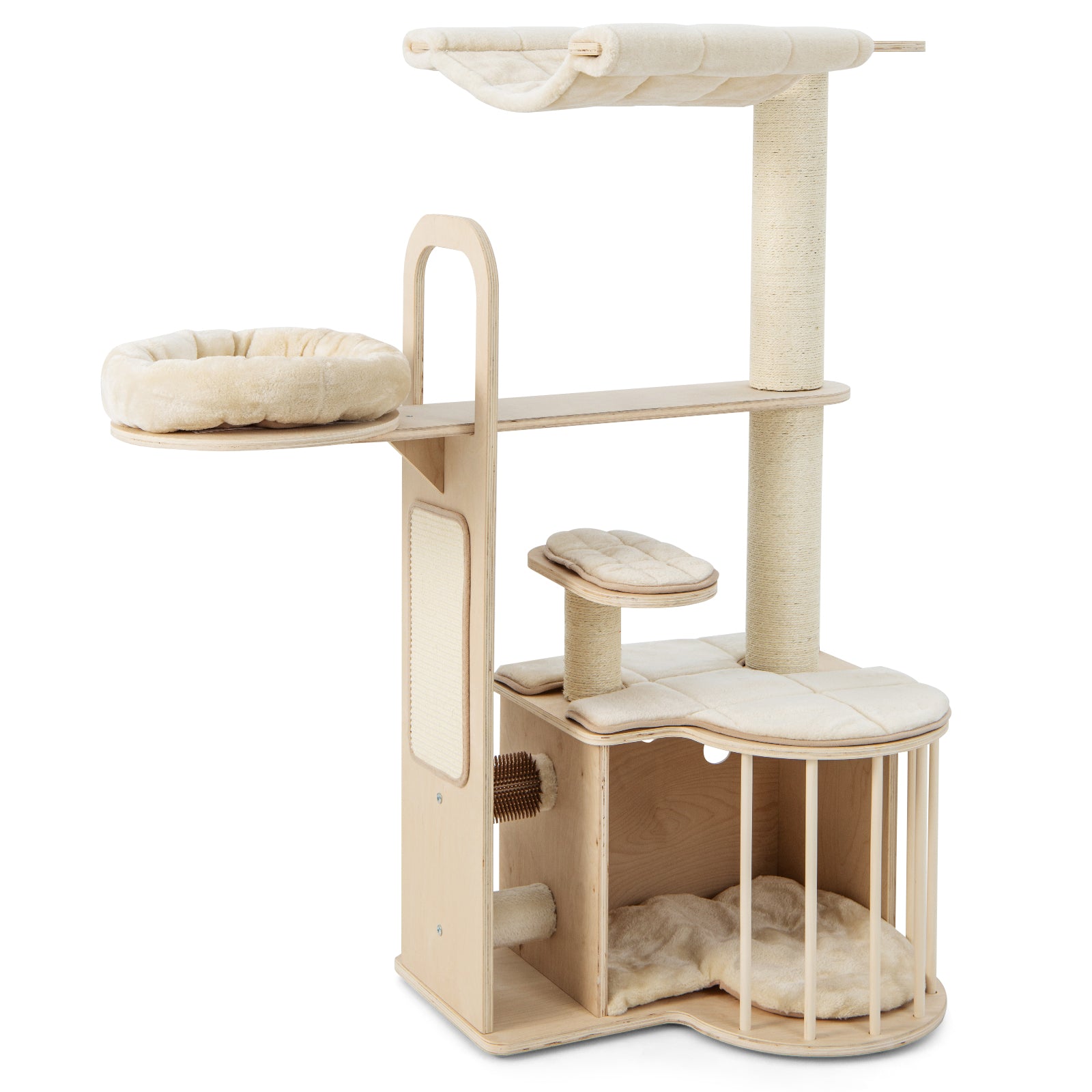 Cat Tree, Cat Tower, Cat Activity Centre, Tall Cat Tree with Hammock Condo and Sisal Scratching Posts, Natural, Costway, 3