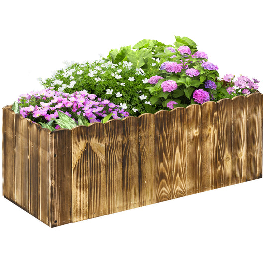 Plant Stand, 70L Garden Flower Raised Bed Pot, Wooden Outdoor Large Rectangle Planter, 80L x 33W x 30H cm, Brown, Outsunny, 1