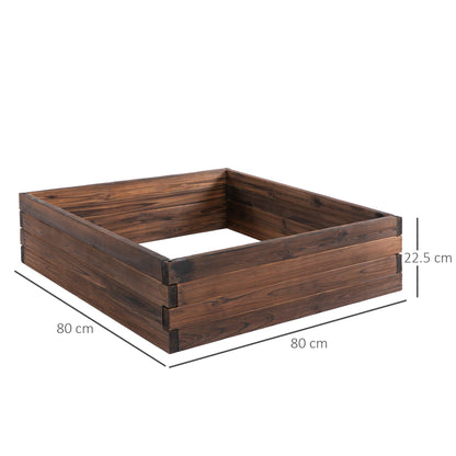 Plant Stand, Outdoor Plant Stand, Wooden Planter Box, 80L x 80W x 22.5H cm, Brown, Outsunny, 3