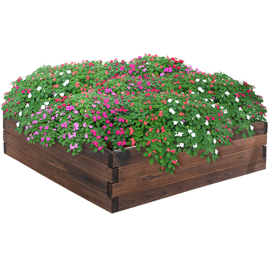 Plant Stand, Outdoor Plant Stand, Wooden Planter Box, 80L x 80W x 22.5H cm, Brown, Outsunny, 1