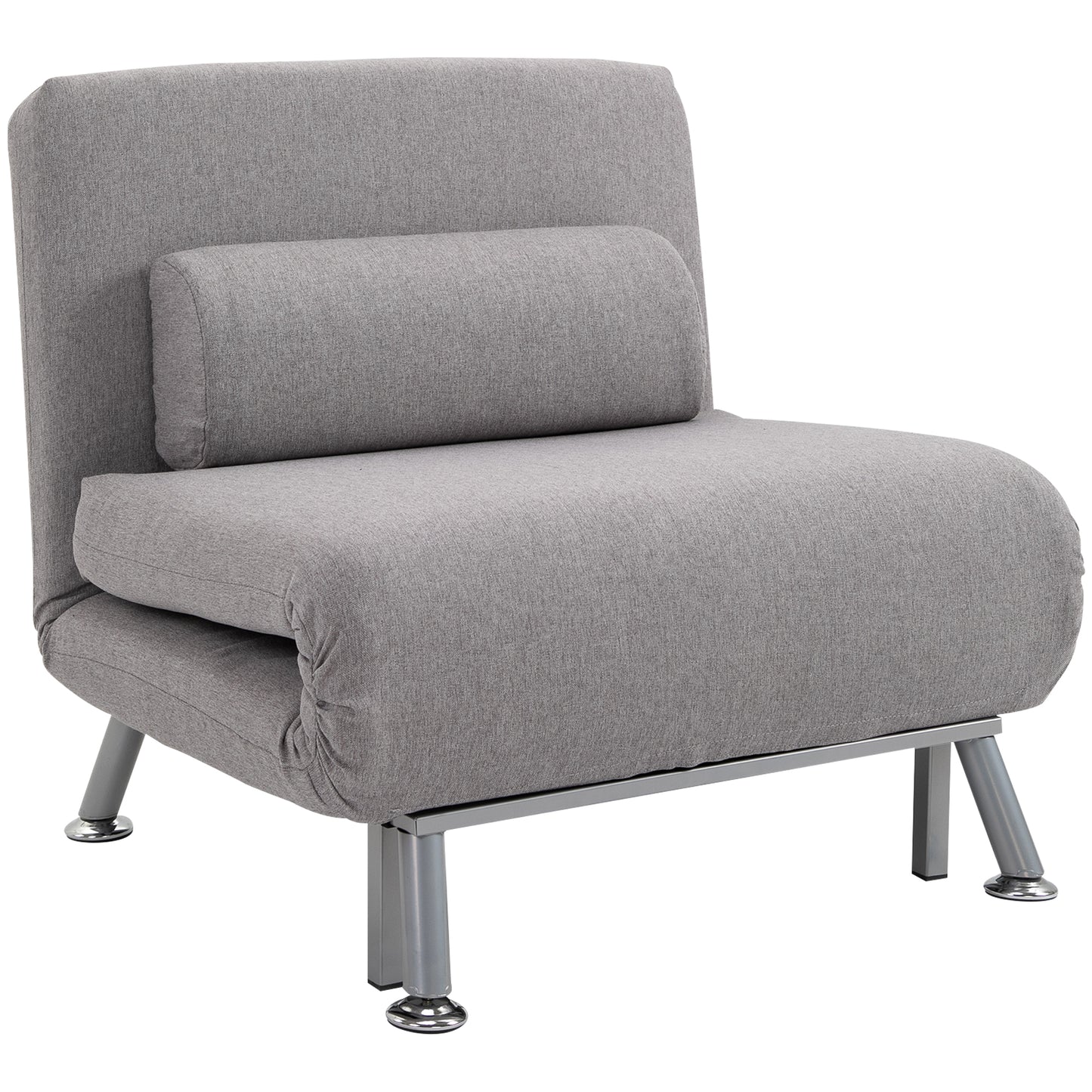 Single Sofa Bed Futon Chair Sleeper, Foldable Portable Lounge Couch, Living Room Furniture, Grey, HOMCOM, 2