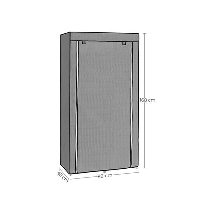 Fabric Wardrobe, Clothes Storage Organiser, 6 Shelves, Grey, 7