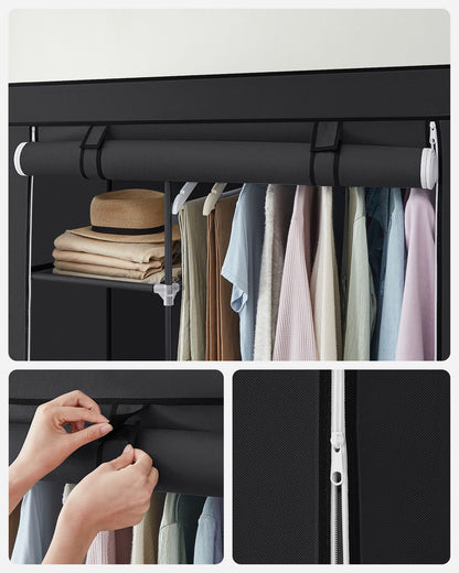 Double Canvas Wardrobe with 2 Hanging Rail, Songmics, 8