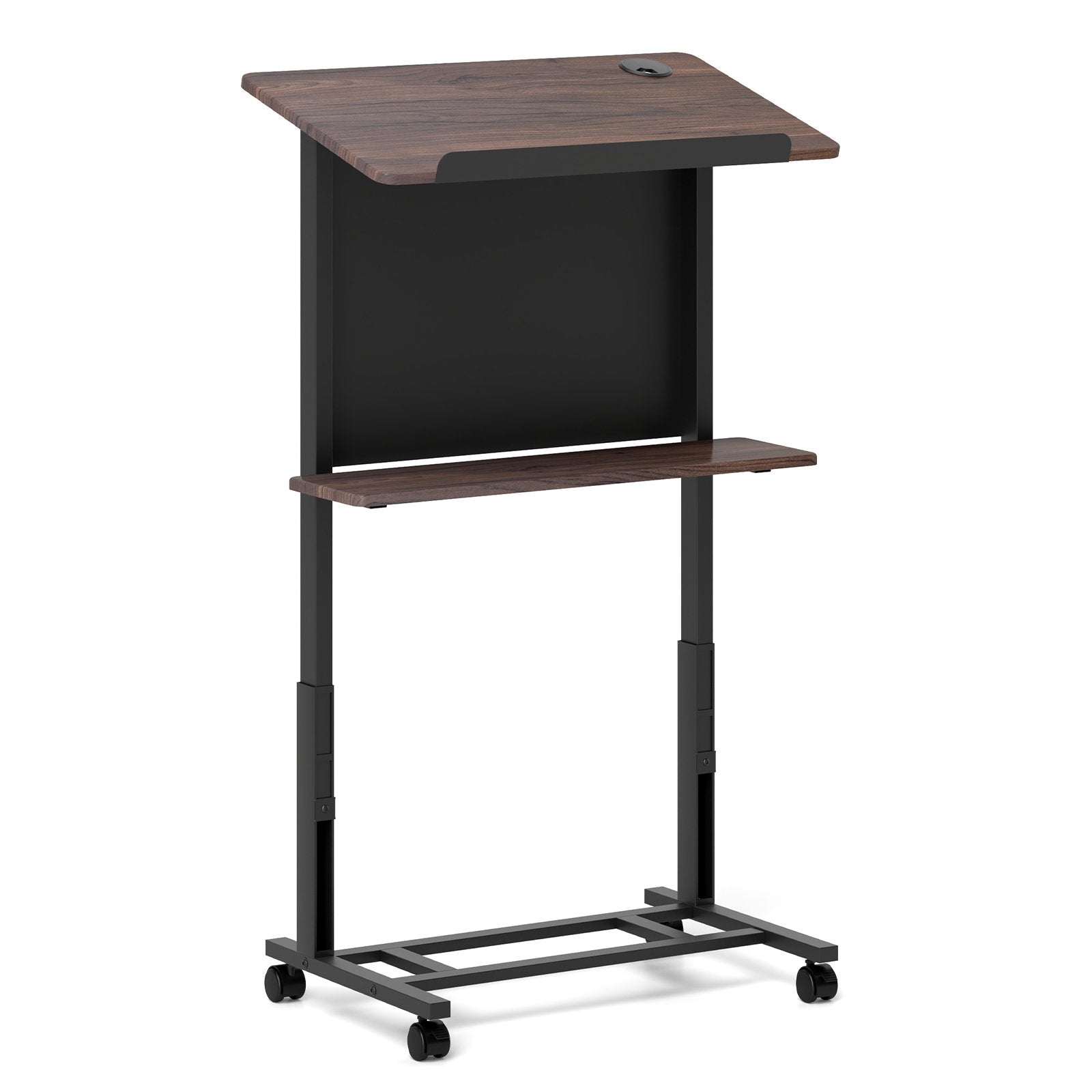 Rolling Podium Stand Height Adjustable Lectern Table with Tilted Tabletop-Black, Costway, 1