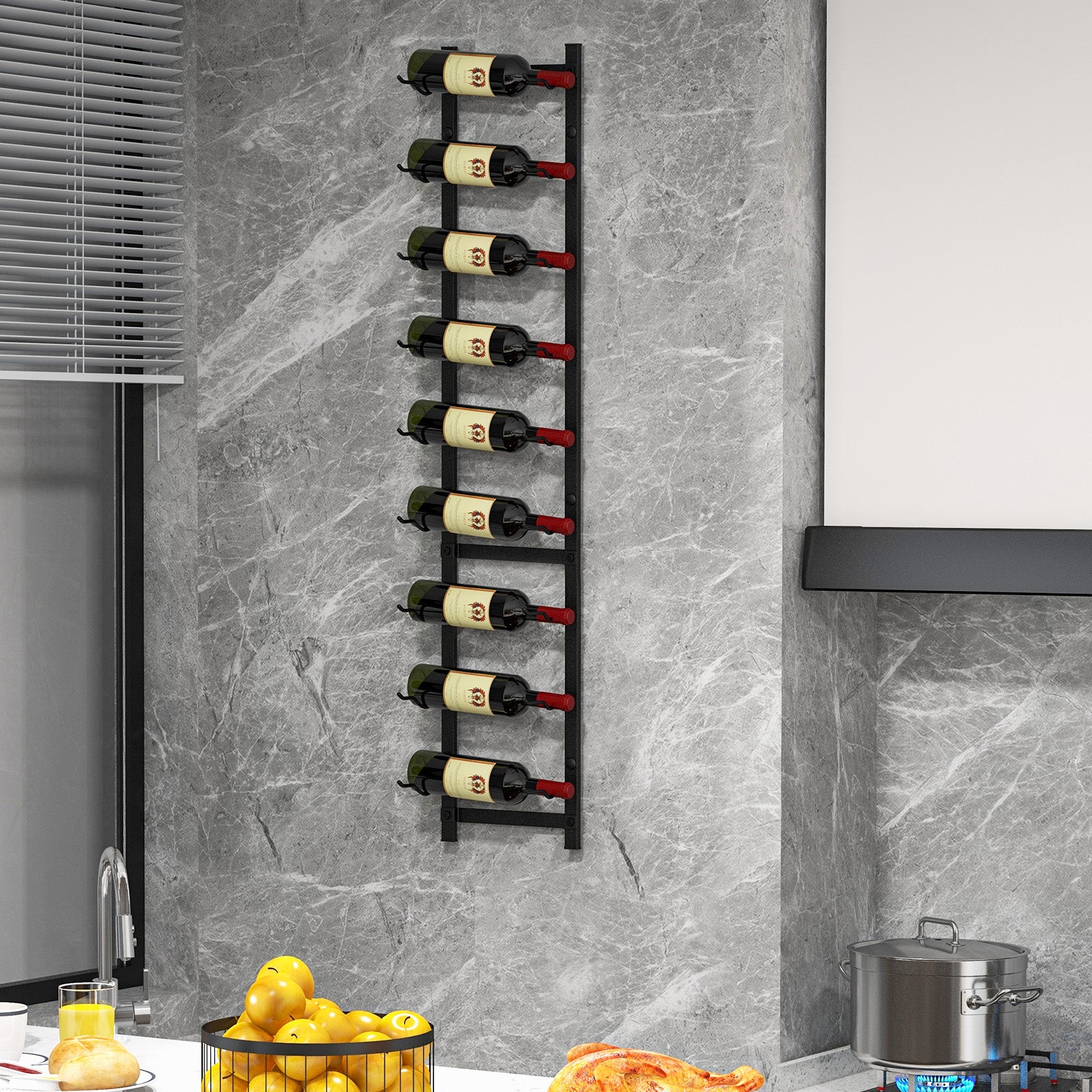 Wall Mounted Metal Wine Rack Organizer for Liquor and Champagne-M, Costway, 3