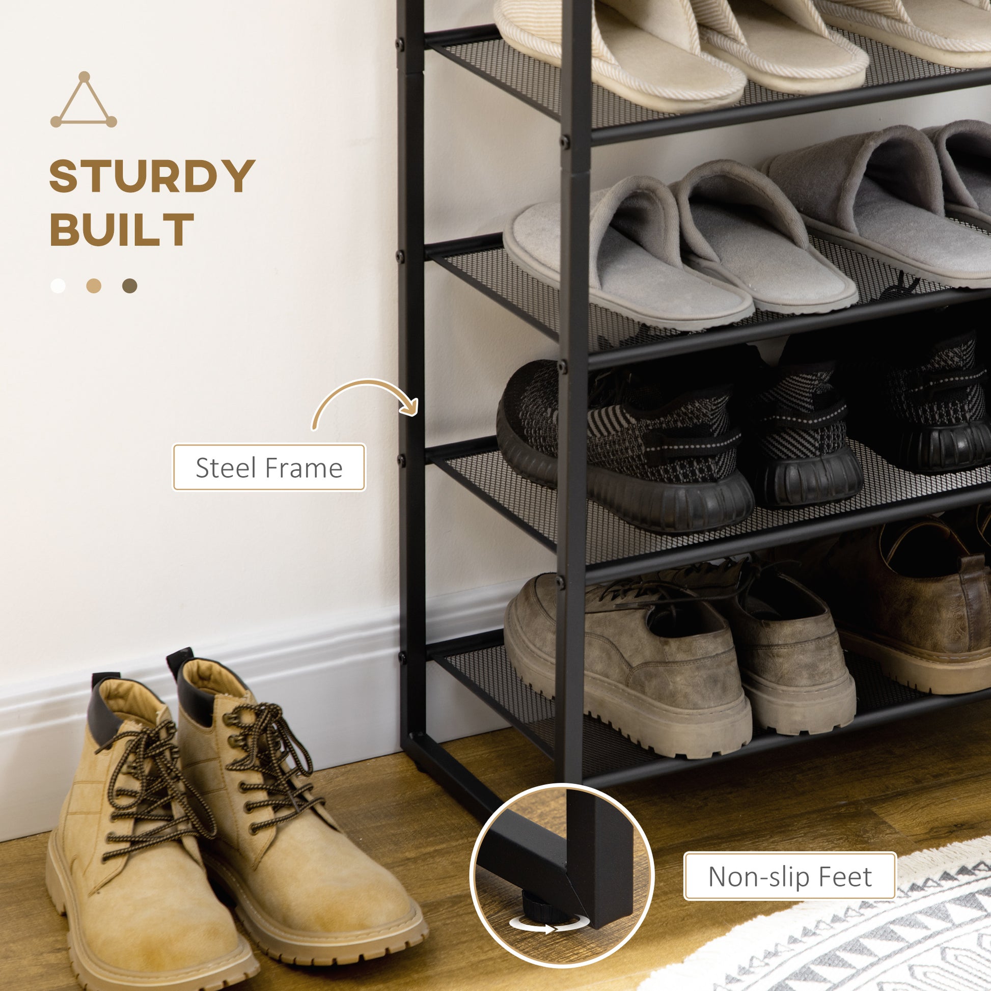 Shoe Rack, Tall Shoe Rack,  8-Tier Shoe Rack, vertical shoe rack, homcom, 3