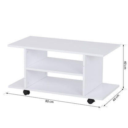 TV Stand with Storage Shelves, TV Table, Sleek Design for Living Rooms, Space-Saving, White, HOMCOM, 3