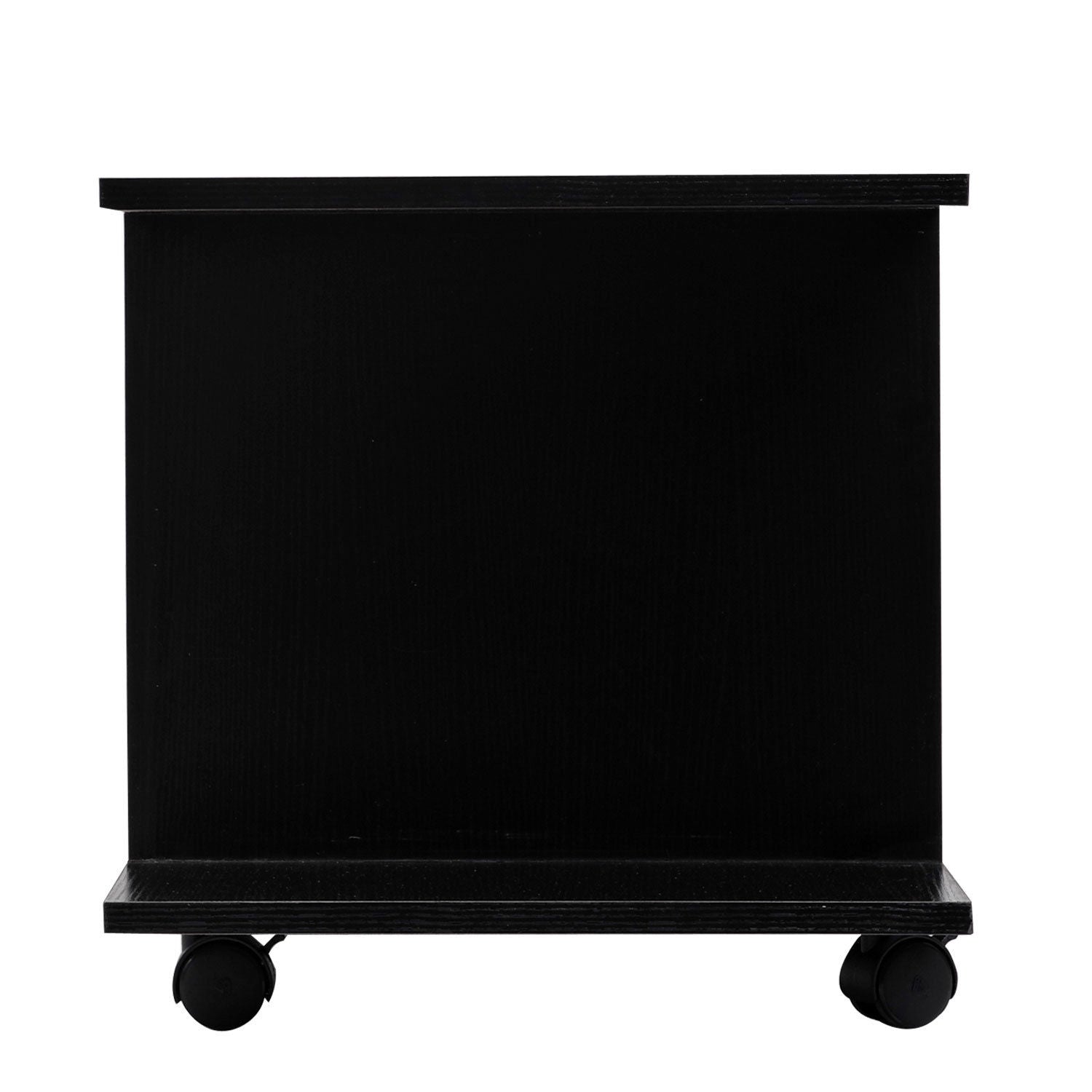 Modern TV Stand with Storage Shelves, TV Table, Sleek Design for Living Rooms, Space-Saving, Black, HOMCOM, 8