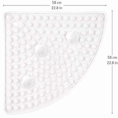 Corner Shower Mat, 58 x 58 cm, Curved Non Slip Shower Mat, Made in Italy, White, Tatkraft Shell , 4