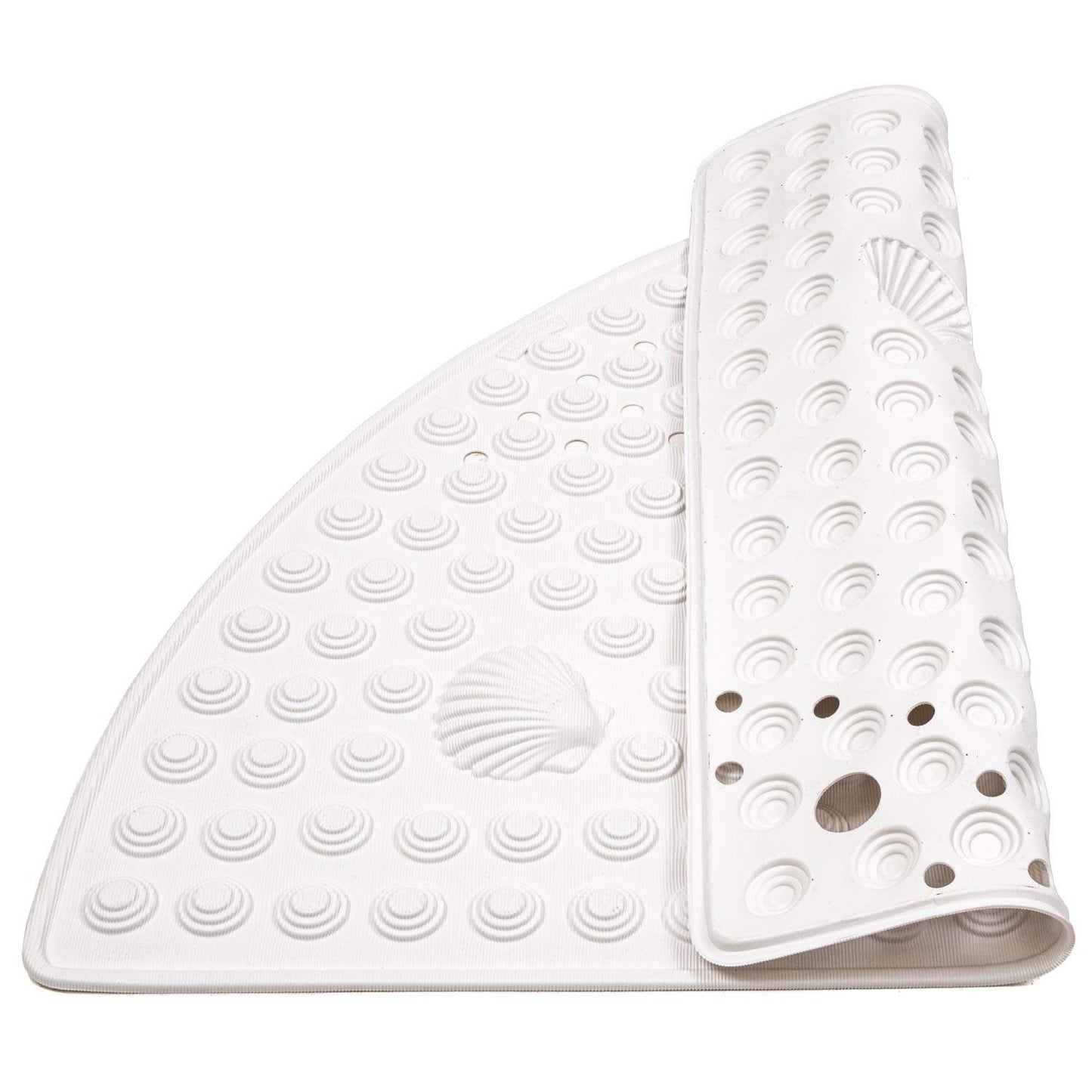 Corner Shower Mat, 58 x 58 cm, Curved Non Slip Shower Mat, Made in Italy, White, Tatkraft Shell , 7