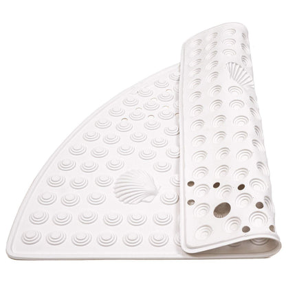 Corner Shower Mat, 58 x 58 cm, Curved Non Slip Shower Mat, Made in Italy, White, Tatkraft Shell , 7