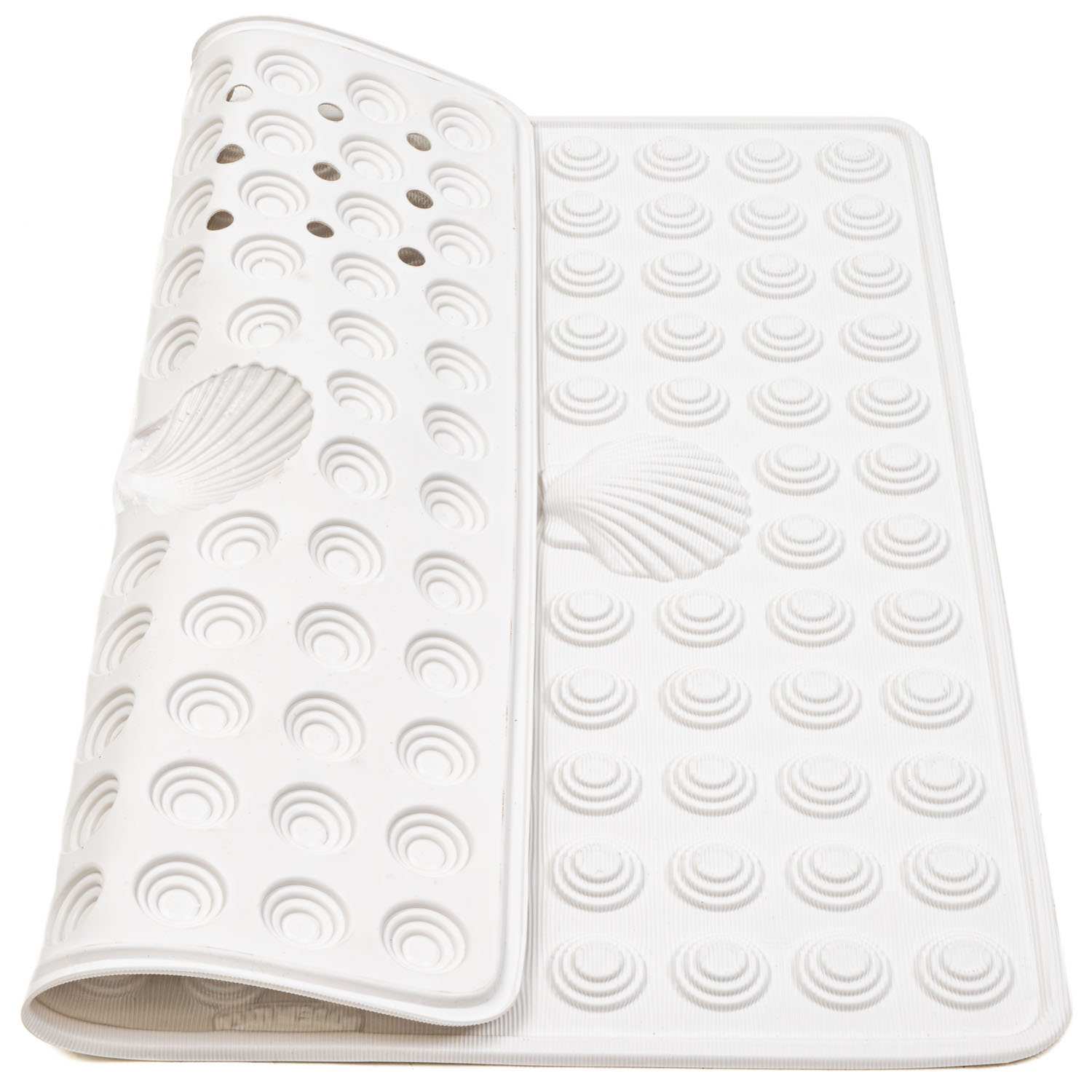 Non Slip Shower Mat, 48x48cm, Mildew Resistant, White, Made in Italy, Tatkraft Shell, 9