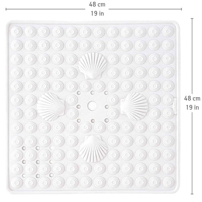 Non Slip Shower Mat, 48x48cm, Mildew Resistant, White, Made in Italy, Tatkraft Shell, 5
