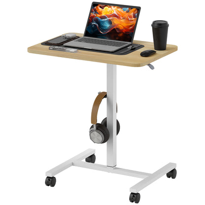 75-115cm Manual Adjustable Sit-To-Stand Desk - White/Wood-Effect, HOMCOM, 1