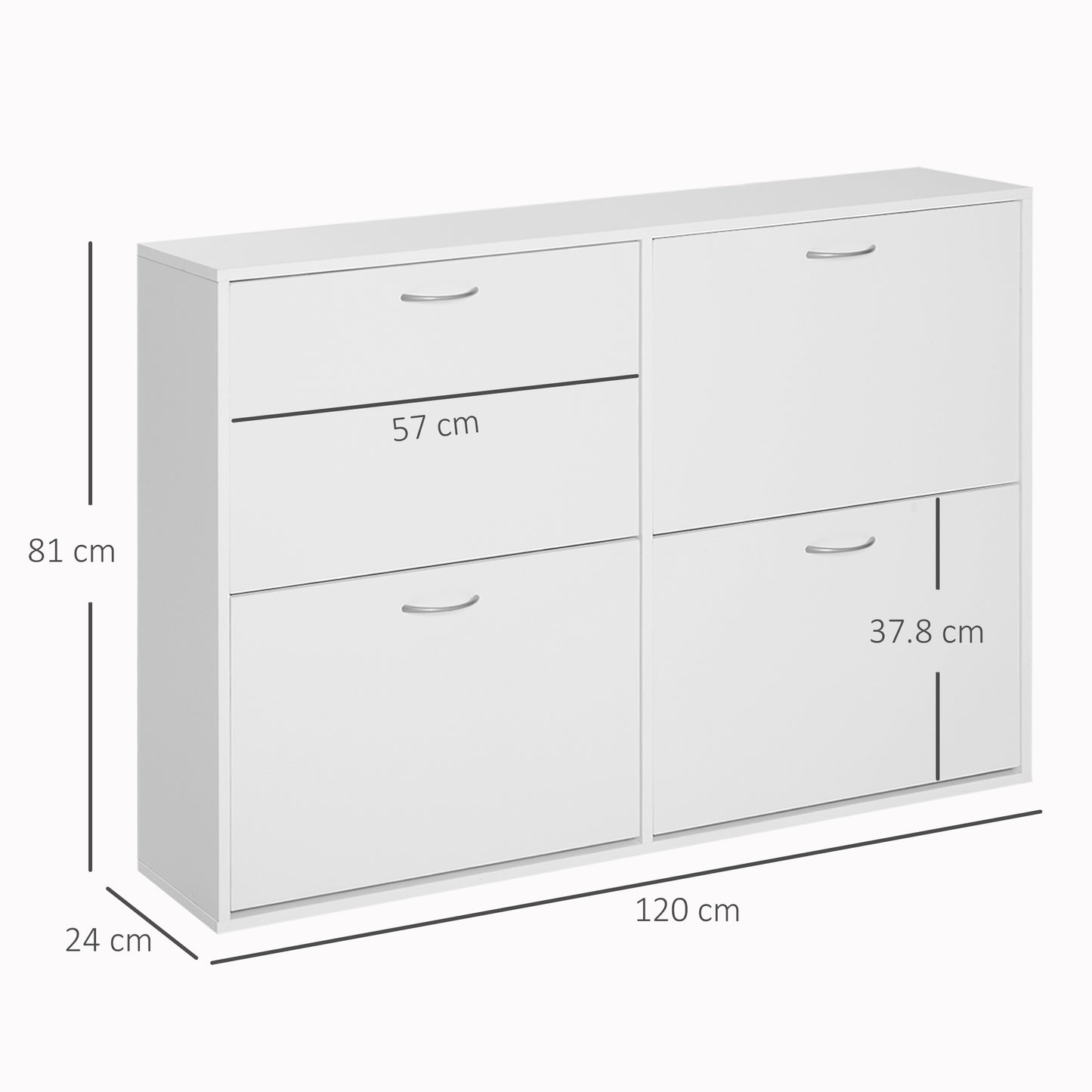 Wooden Modern Design 4 Drawer Shoes Cabinet Pull Down Shelf Storage Organiser - White, HOMCOM, 3