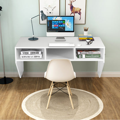 Wall Mounted Computer Desk with 3 Storage Compartments-White, Costway, 3