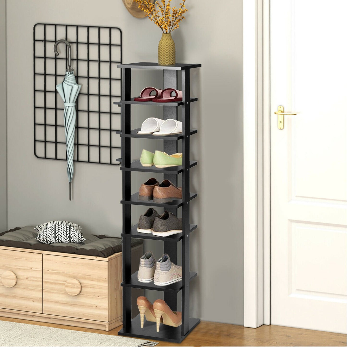 Wooden Shoe Rack, Tall Shoe Rack, Small Shoe Rack, Vertical Shoe Rack, Slim Shoe Rack, Costway, 1