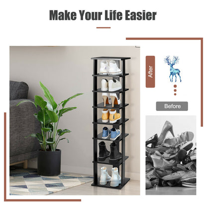 Wooden Shoe Rack, Tall Shoe Rack, Small Shoe Rack, Vertical Shoe Rack, Slim Shoe Rack, Costway, 7