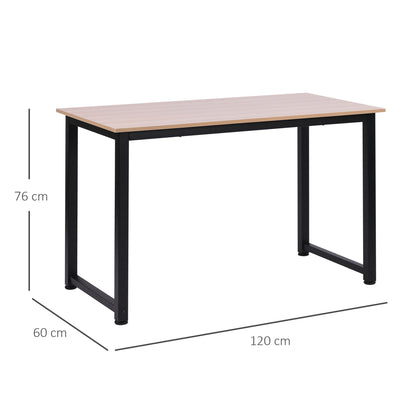 Computer Desk, Writing Table, 120 x 60 x 76cm Workstation for Home Office, Study with Metal Frame, Simple Assembly, Black, HOMCOM, 3