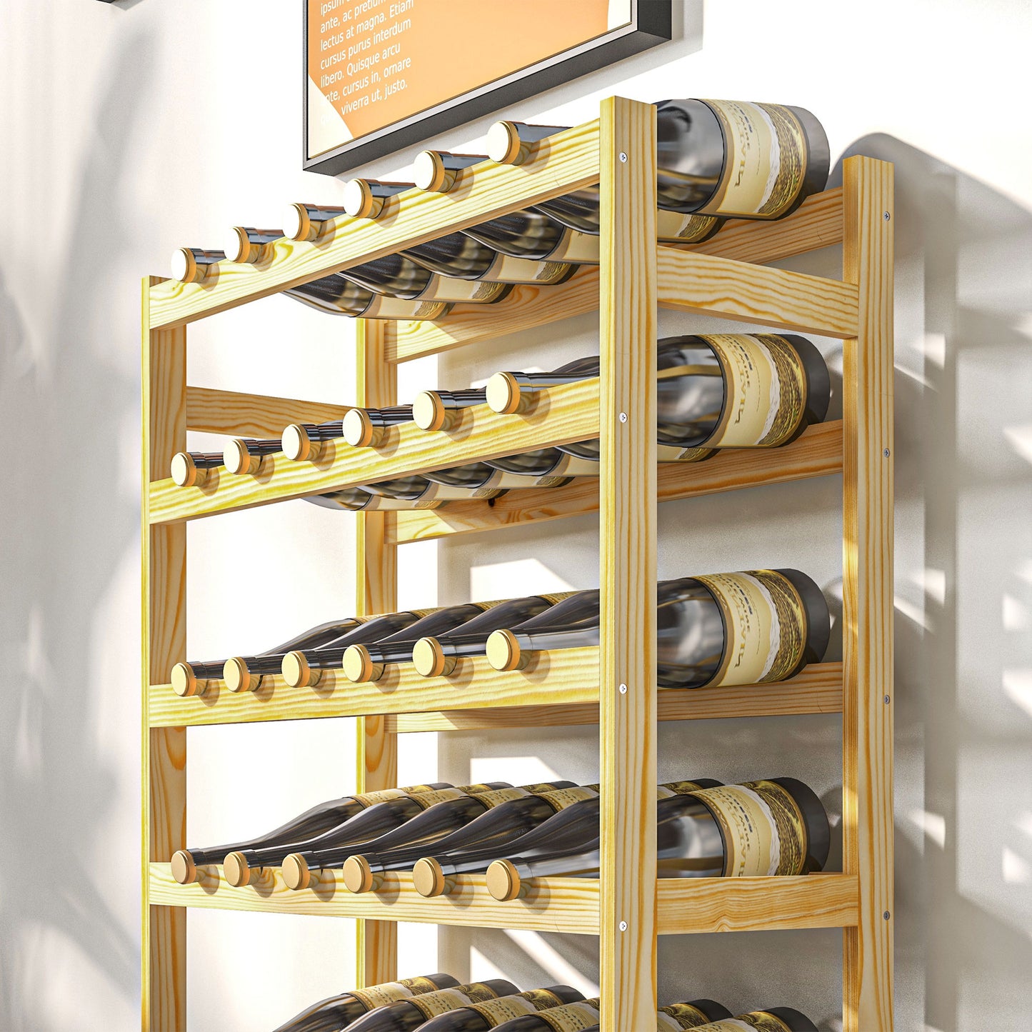 42-Bottle Wooden Wine Rack - Natural Finish, HOMCOM, 7