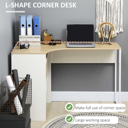 L Shaped Desk, 120cm Computer Desk, Corner Desk with 2 Drawers and 3 Storage Compartments for Home Office, Study Workstation, Oak, HOMCOM, 5