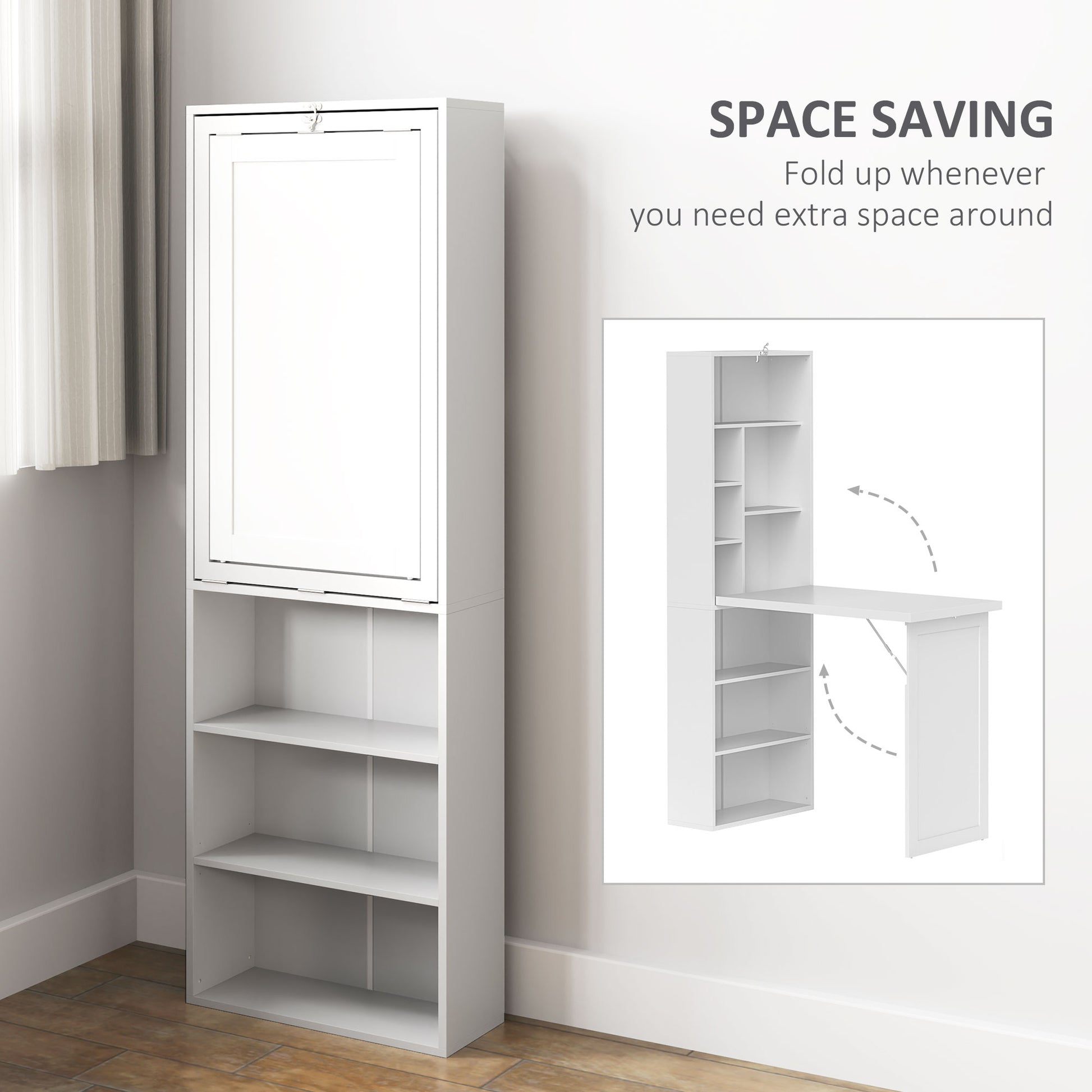 Three-Part Work Desk, with Storage and Chalkboard - White, HOMCOM, 6