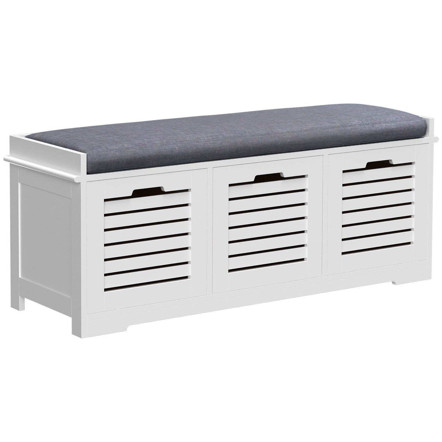 Shoe Storage Bench with 3 Drawers & Removable Grey Seat Cushion Hallway Organisation furniture, HOMCOM, 1