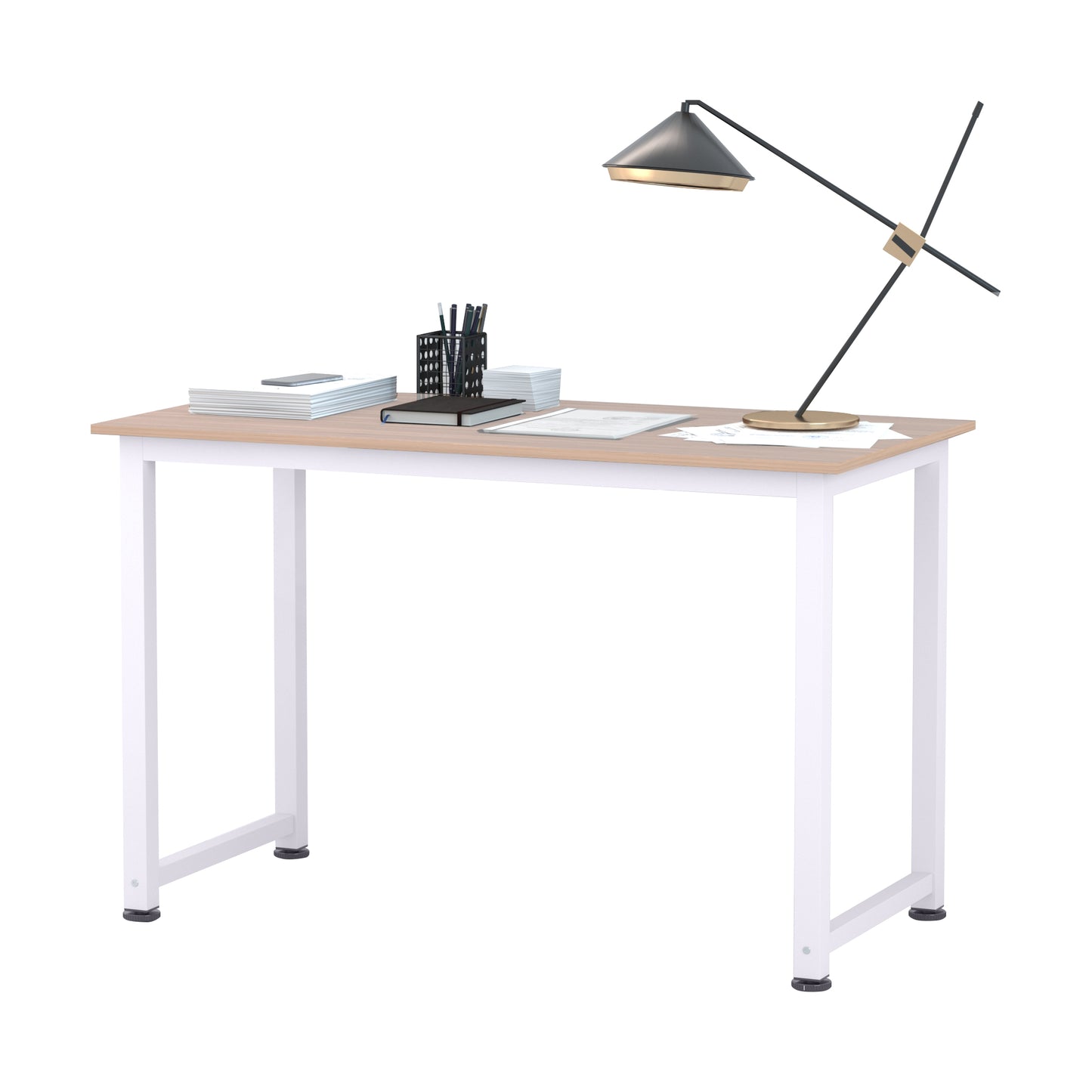 Computer Desk, Writing Table, 120 x 60 x 76cm Workstation for Home Office, Study with Metal Frame, Simple Assembly, White, HOMCOM, 1