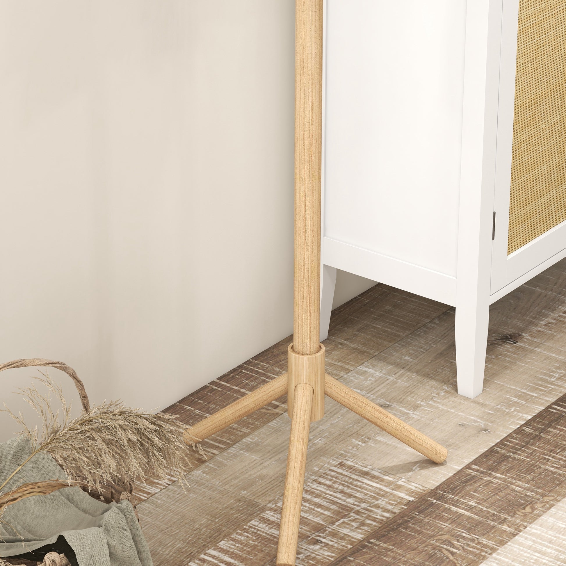 Eight-Hook Wooden Coat Rack - Natural, HOMCOM, 8