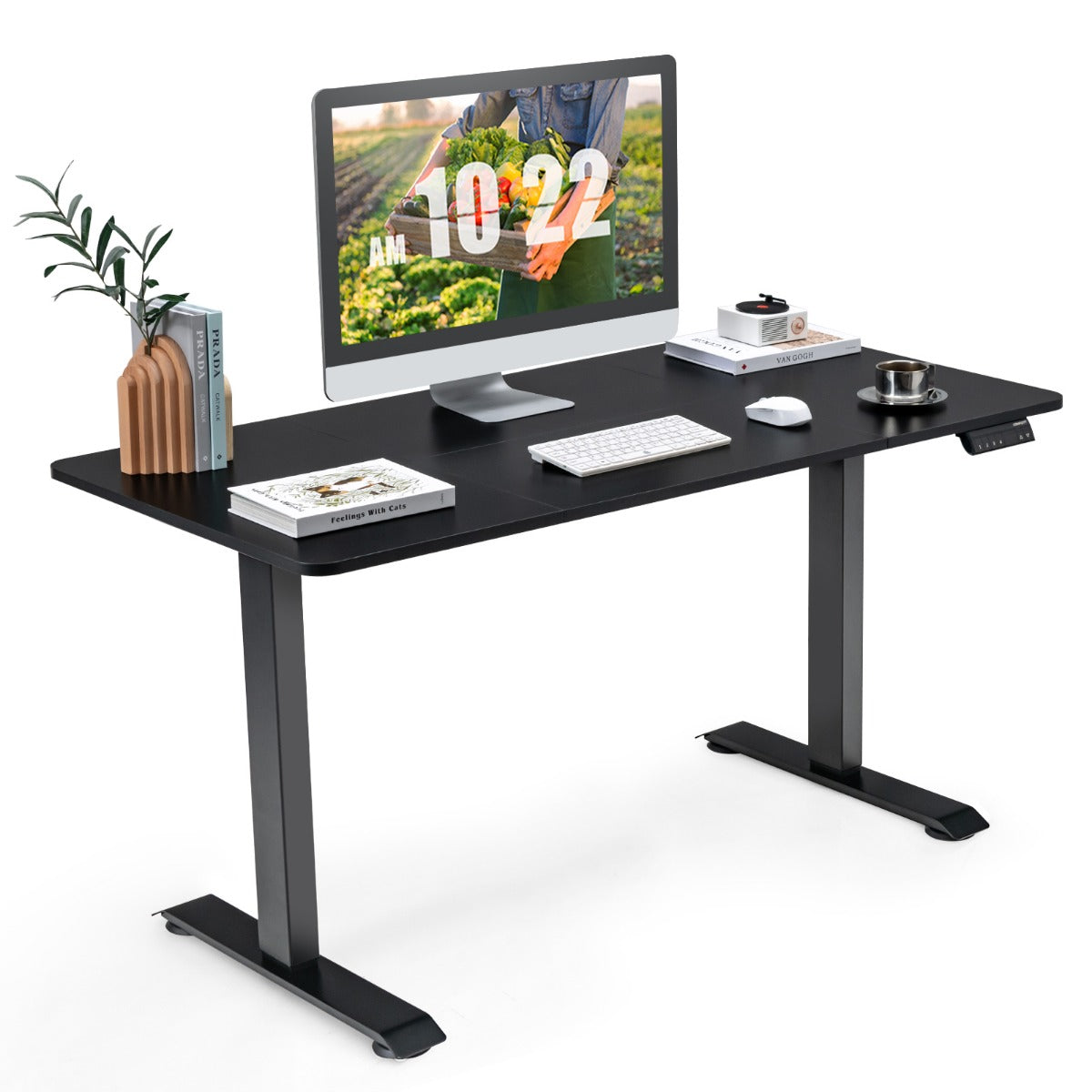 Electric Height Adjustable Standing Desk with Memory Smart Presets and Anti-Collision Function-Black, Costway, 2