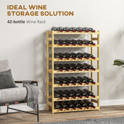 42-Bottle Wooden Wine Rack - Natural Finish, HOMCOM, 4