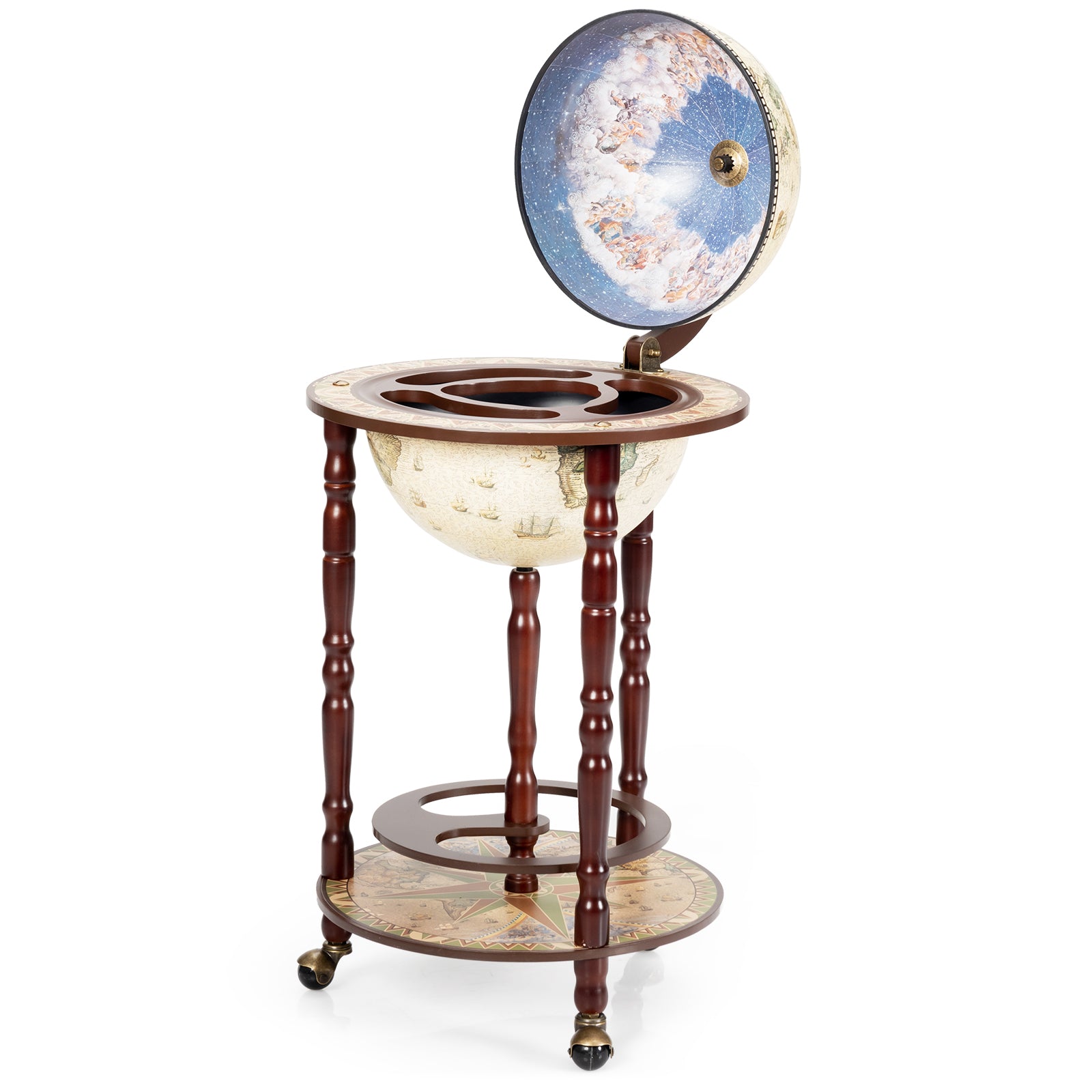 Wooden Globe Drinks Cabinet with Italian Styling, Costway, 6