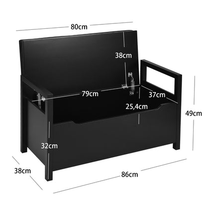 2-in-1 Wooden Shoe Changing Bench with Storage Space-Black, Costway, 4