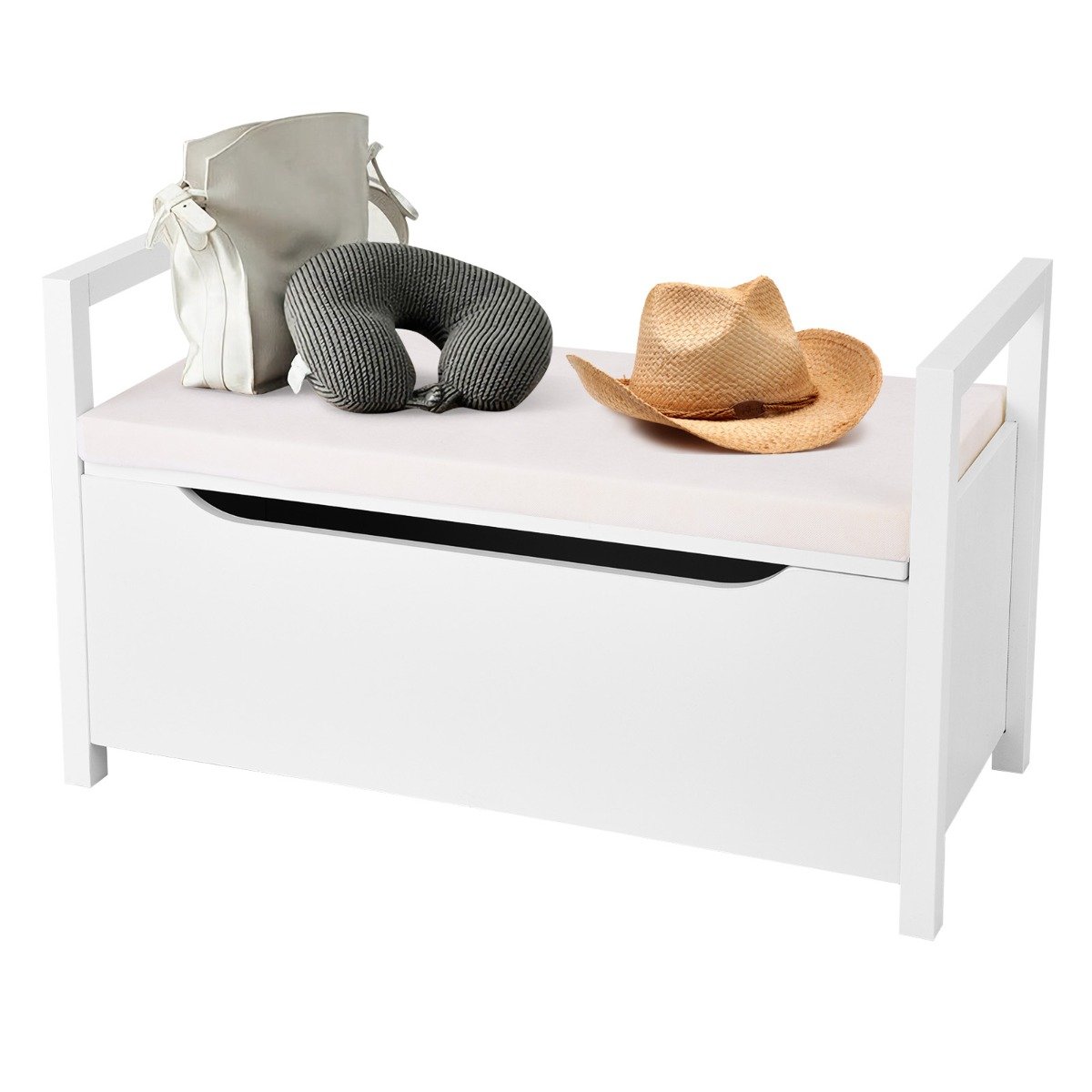 2-in-1 Wooden Shoe Changing Bench with Storage Space-White, Costway, 1