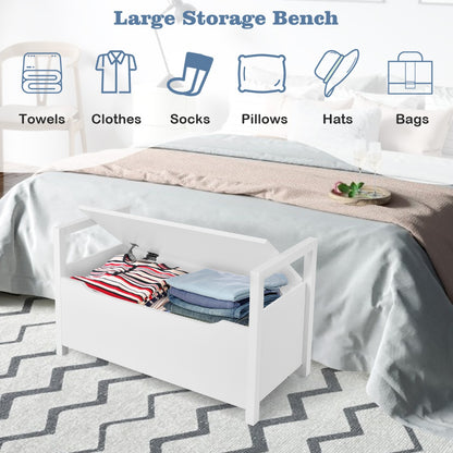 2-in-1 Wooden Shoe Changing Bench with Storage Space-White, Costway, 3