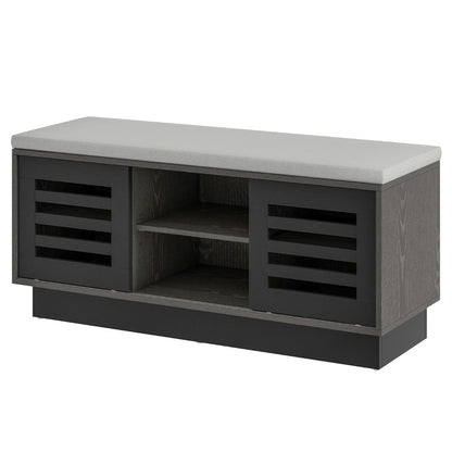 Shoe Bench with 6 Storage Compartments and 3 Adjustable Shelves and Cushion-Dark Grey, Costway, 1