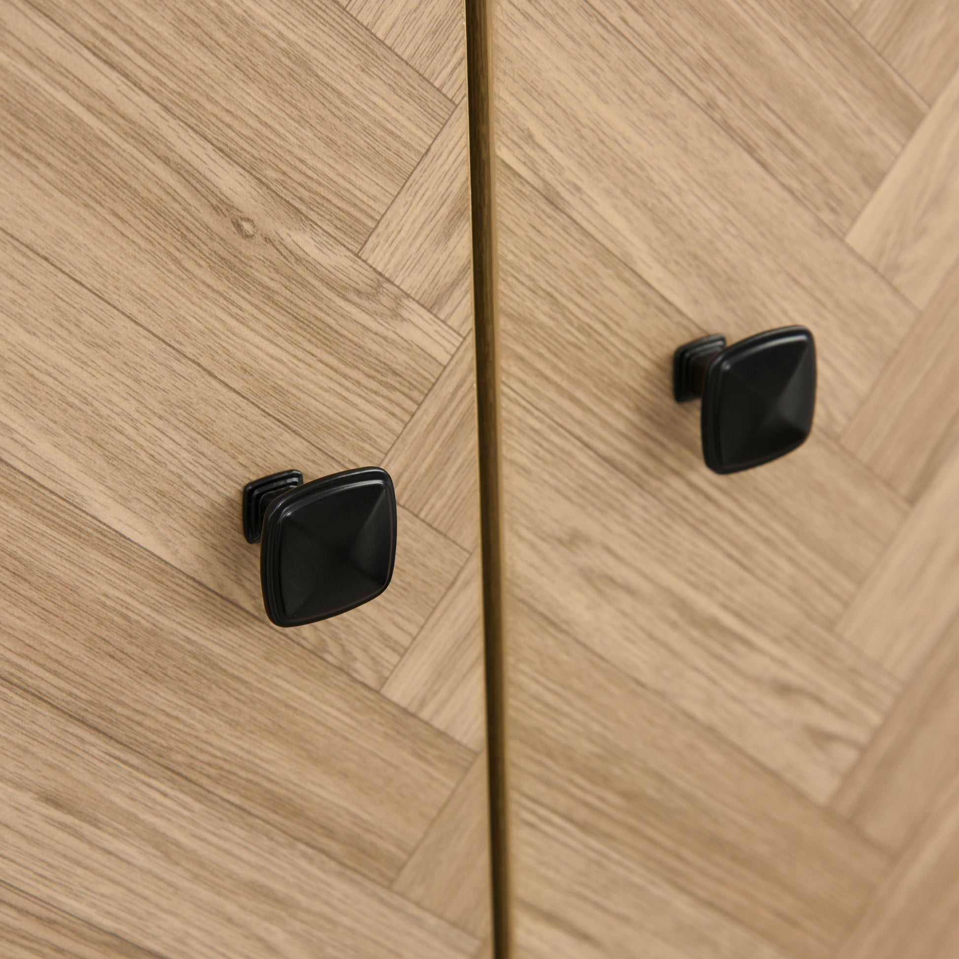 Modern Wardrobe Cabinet Wood Grain Sticker Surface with Shelf, Hanging Rod and 2 Drawers 90x50x190cm, HOMCOM, 7