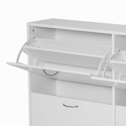 Wooden Modern Design 4 Drawer Shoes Cabinet Pull Down Shelf Storage Organiser - White, HOMCOM, 8